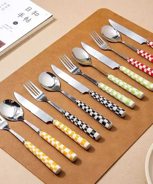 6 - Pack Modern Checkered Flatware Sets (  / count )