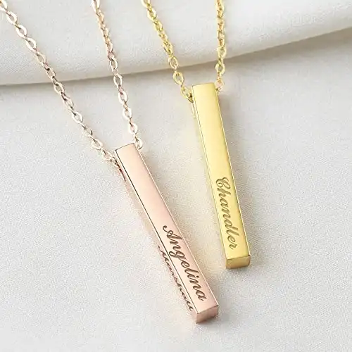 Personalized Mother Necklace, 4 Side Bar Necklace, Kids Names Necklace - Image 5