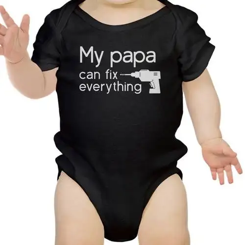 bb058bk_20b__1-2.jpg My Papa Fix Black Cute Baby Onesie Unique Fathers