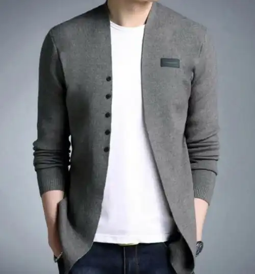 data-186.jpg Mens Slim Fit Cardigan with Button Design