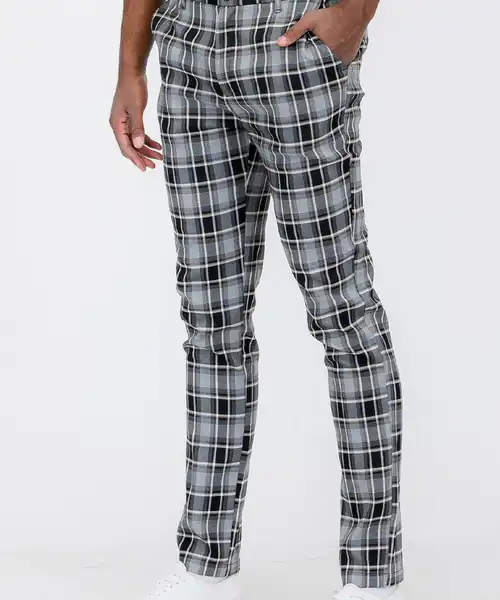 data-19.jpg Plaid Slim Fit Trouser Pants
