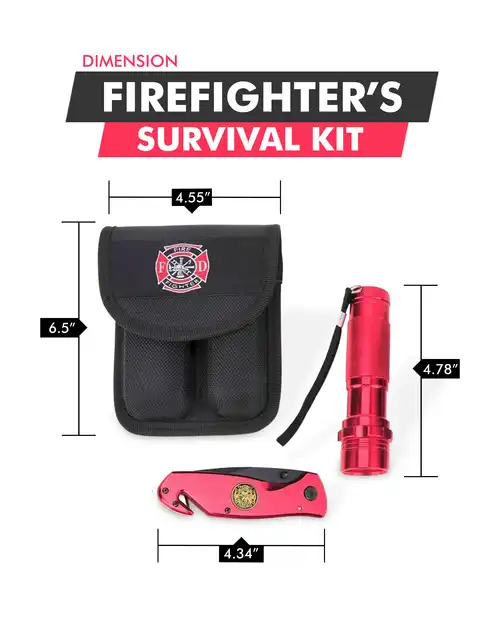 Survival Knife and Flashlight Set - Red Finish - Firefighter - LED - Image 3