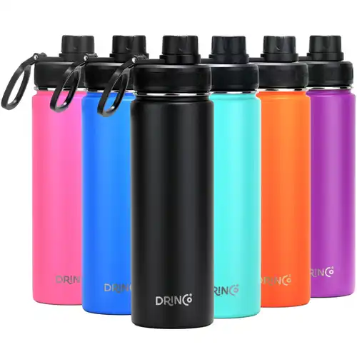 DRINCO® 22oz Stainless Steel Sport Water Bottle - Black - Image 2