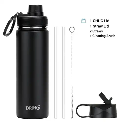 DRINCO® 22oz Stainless Steel Sport Water Bottle - Black - Image 3