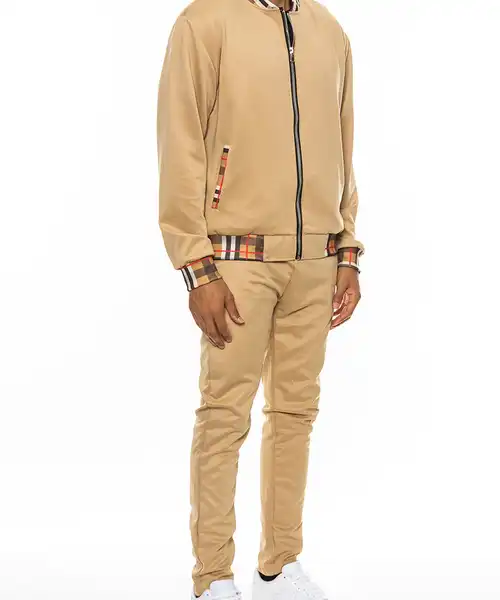 Checkered Detail Track Jacket Set