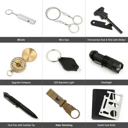 14 in 1 Outdoor Emergency Survival And Safety Gear Kit Camping - Image 3