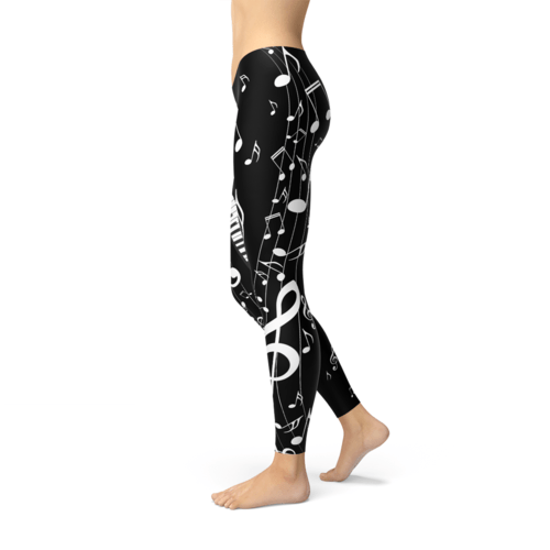 womens piano notes black leggings