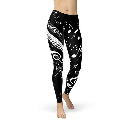womens piano notes black leggings womens piano notes black leggings
