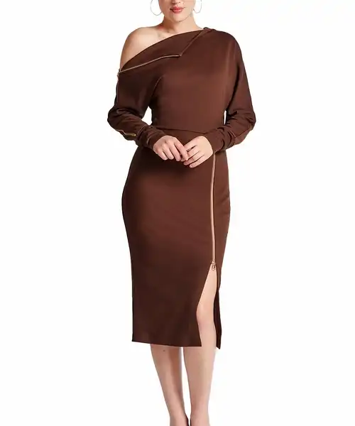 josefa asymmetric dress long sleeve convertible midi dress with
